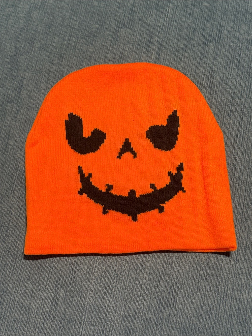 Orange Jack-O'-Lantern Knit Costume Beanie